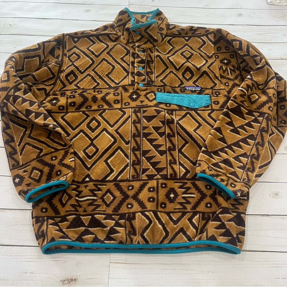 Patagonia Men's Lightweight Synchilla Snap-T Aztec Tribal Fleece Pullover Sz S